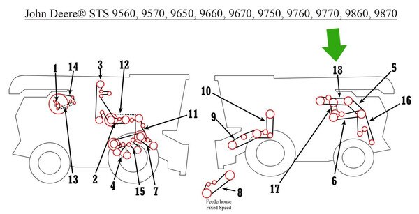 AH160080 Auger Drive Belt Pair JD
